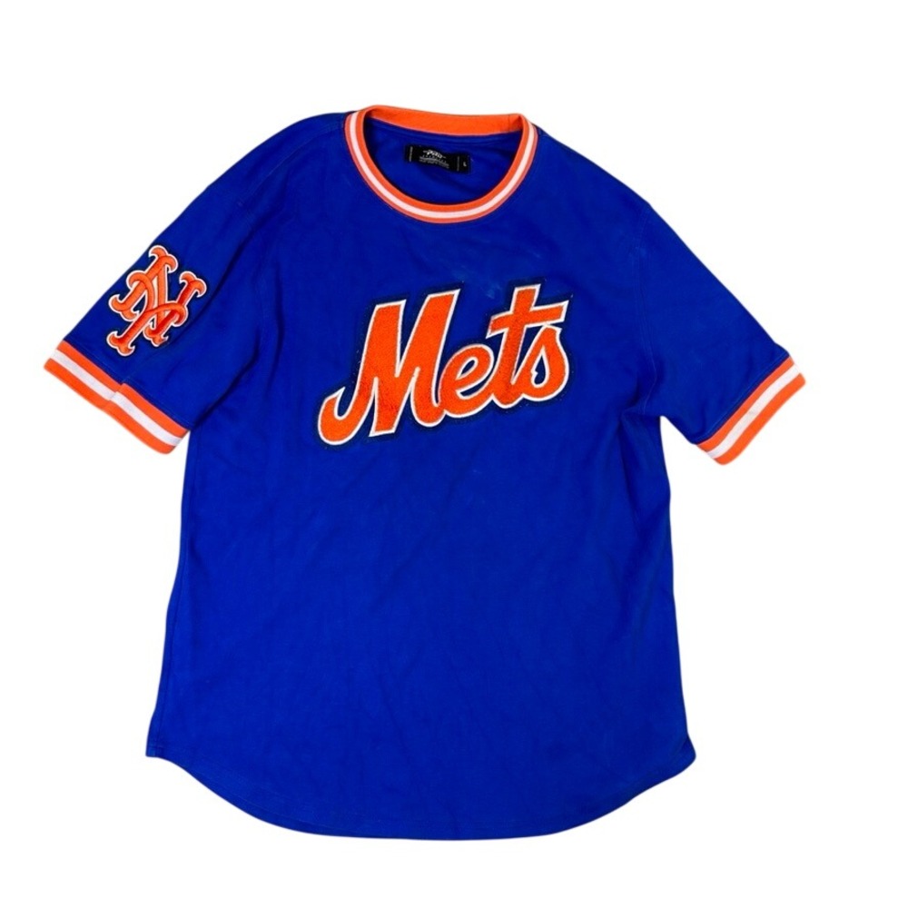 Pro Standard New York Mets T-Shirt Mens Large Blue Chenille Patch Luxury Tee